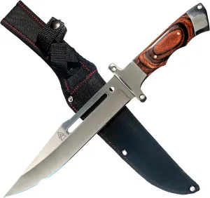 Bushcraft Knife Full Tang Hunting Knife with Holster, Fixed Blade Knife Full Tang Survival Knife with Sheath, 12 Inch Maple Wood Handle Tactical Knife