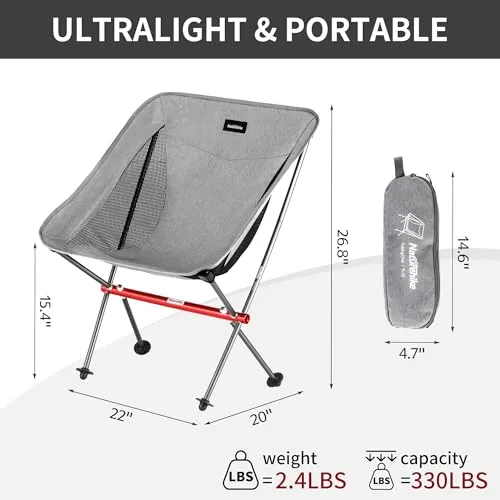 Camping Chair,Ultralight Portable Camp Chair w/ Storage Bag,Compact Folding Beach Chair