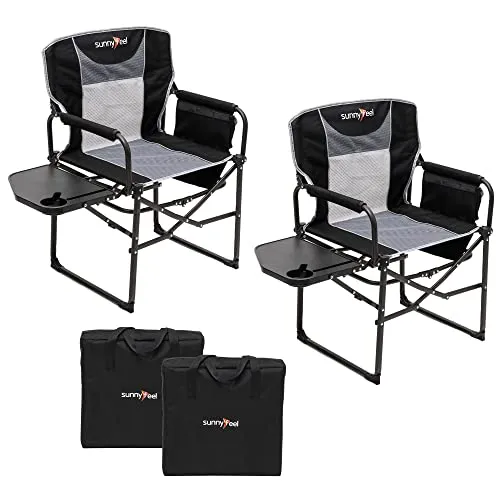 Camping Directors Chair,Heavy Duty,Oversized Portable Folding Chair w/ Side Table