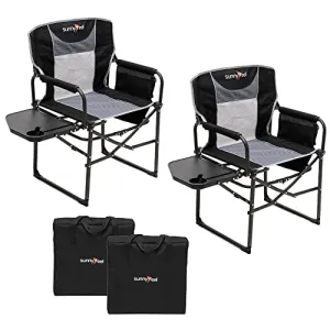 Camping Directors Chair,Heavy Duty,Oversized Portable Folding Chair w/ Side Table