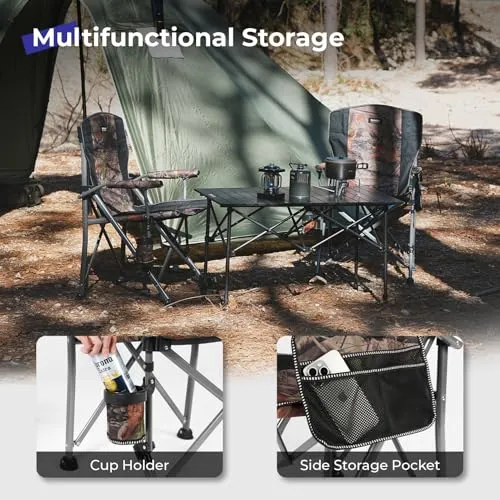 Camping Folding Chair,Heavy Duty Steel Frame Support 400LBS w/ Side Pocket & Cup Holder