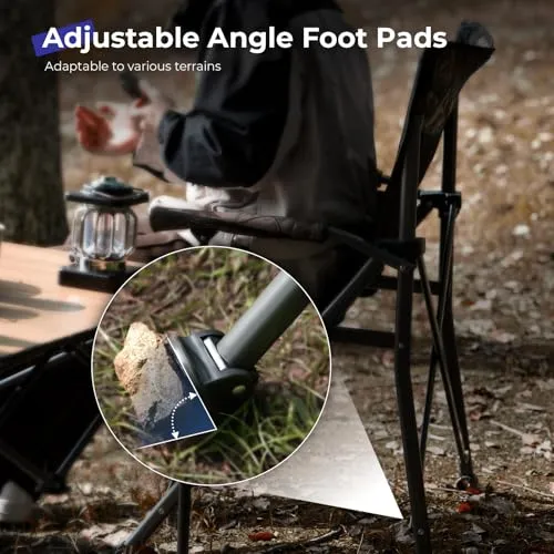 Camping Folding Chair,Heavy Duty Steel Frame Support 400LBS w/ Side Pocket & Cup Holder