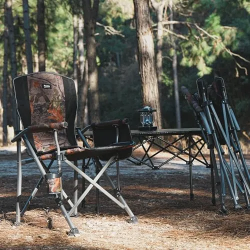 Camping Folding Chair,Heavy Duty Steel Frame Support 400LBS w/ Side Pocket & Cup Holder