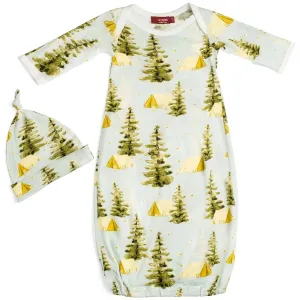 Camping Newborn Gown & Hat Set
