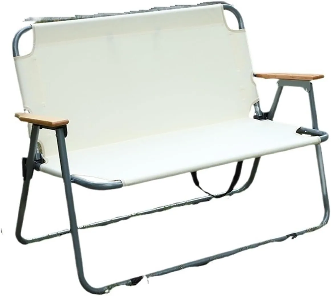 Camping Outdoor Camping Folding Chair Portable Camping Beach Recliner Portable(A Double Chair(Khaki)