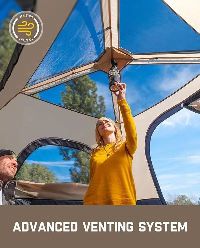Camping Tent 4/6/8/10 Person Instant Cabin Tent Setup in 60s with Rainfly & Windproof Portable Tent with Carry Bag for Family Camping & Hiking, Upgraded Ventilation