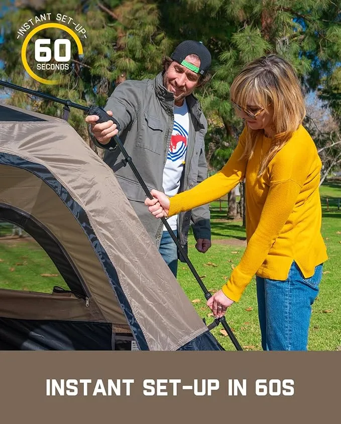 Camping Tent 4/6/8/10 Person Instant Cabin Tent Setup in 60s with Rainfly & Windproof Portable Tent with Carry Bag for Family Camping & Hiking, Upgraded Ventilation