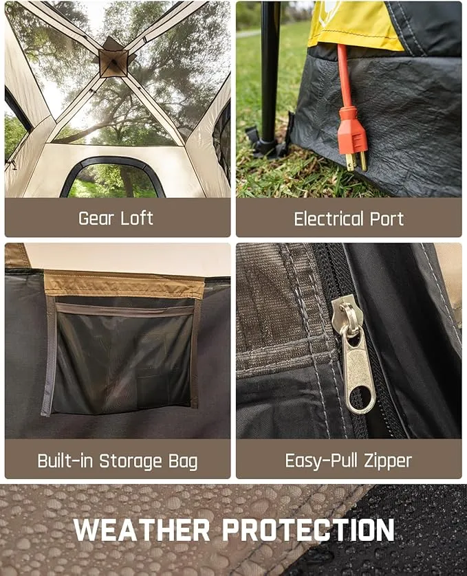 Camping Tent 4/6/8/10 Person Instant Cabin Tent Setup in 60s with Rainfly & Windproof Portable Tent with Carry Bag for Family Camping & Hiking, Upgraded Ventilation