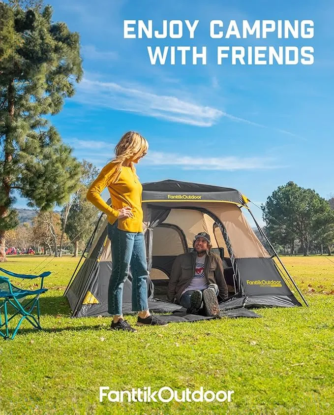 Camping Tent 4/6/8/10 Person Instant Cabin Tent Setup in 60s with Rainfly & Windproof Portable Tent with Carry Bag for Family Camping & Hiking, Upgraded Ventilation