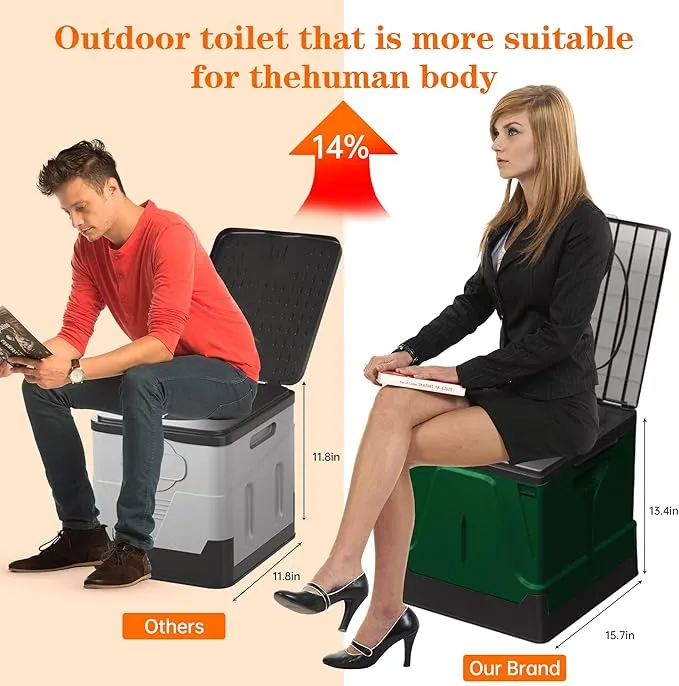 Camping Toilet, Composting Toilet with Biodegradable Bags, Portable Potty for Adults, Folding Toilet for Car Camping Hiking Long Trips Beach