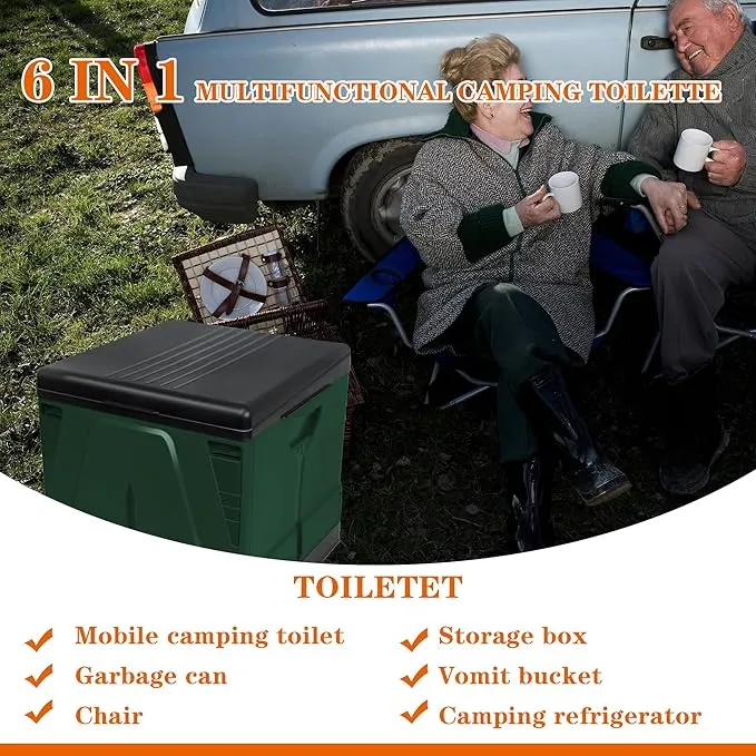 Camping Toilet, Composting Toilet with Biodegradable Bags, Portable Potty for Adults, Folding Toilet for Car Camping Hiking Long Trips Beach