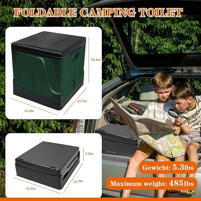 Camping Toilet, Composting Toilet with Biodegradable Bags, Portable Potty for Adults, Folding Toilet for Car Camping Hiking Long Trips Beach