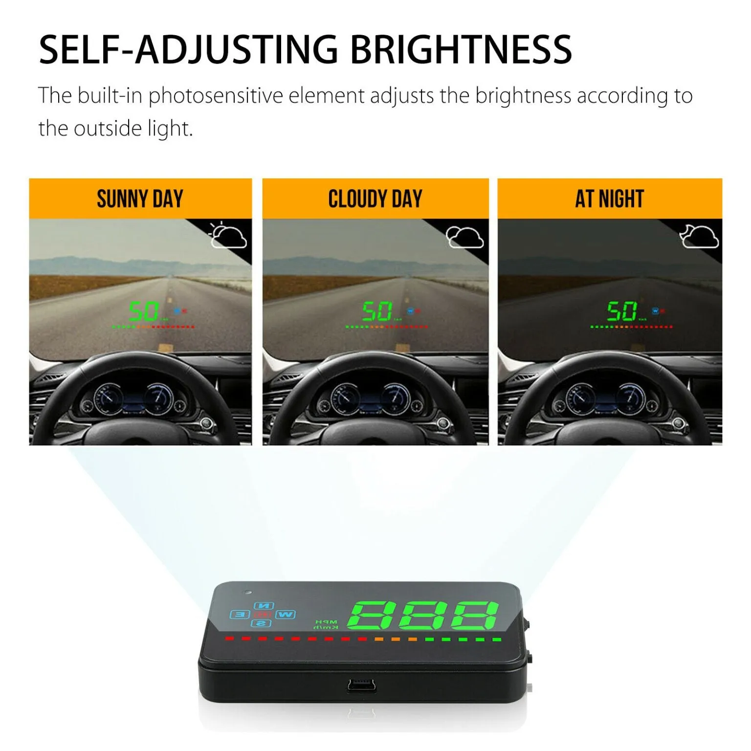 Car Digital GPS Speedometer Head Up Display Overspeed MPH/KM Tired Warning Alarm