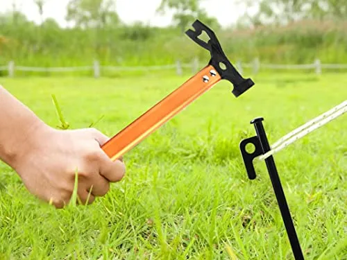 Carbon Steel Aluminum Camping Hammer,12" Small Lightweight 3n1 Tent Hammer