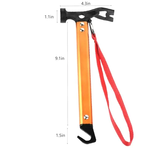 Carbon Steel Aluminum Camping Hammer,12" Small Lightweight 3n1 Tent Hammer