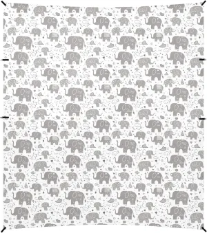 Cartoon Elephant Star Gray Foldable Beach Canopy UPF50  Protection Easy Setup Sun Shade with Sand Shovel, Sandbags for Camping, Picnics, Backyard & Fishing