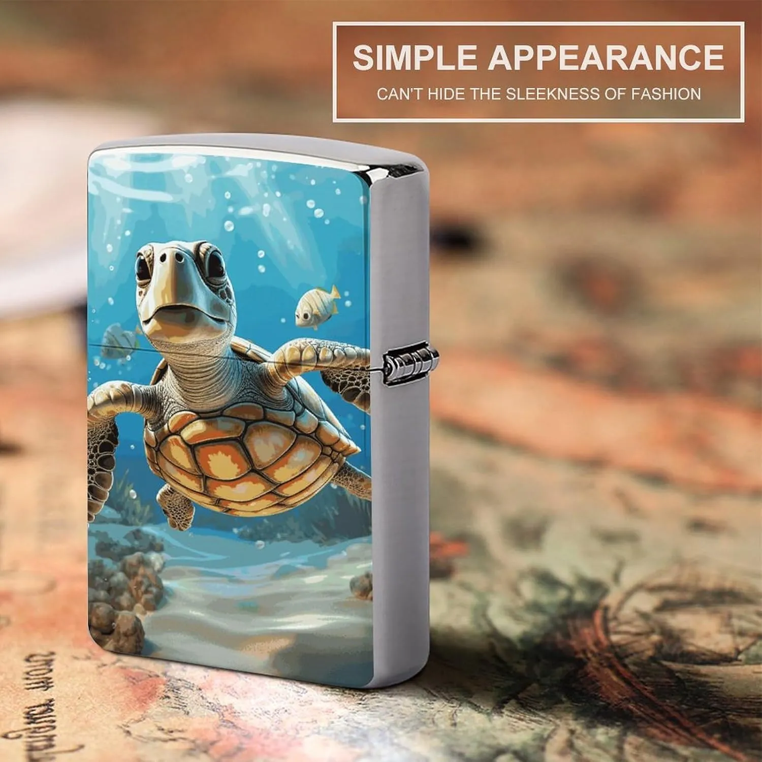 Cartoon Sea Turtle Lighter Case Waterproof Lighter Sleeve Lighters Protective Cover with Graffiti Design