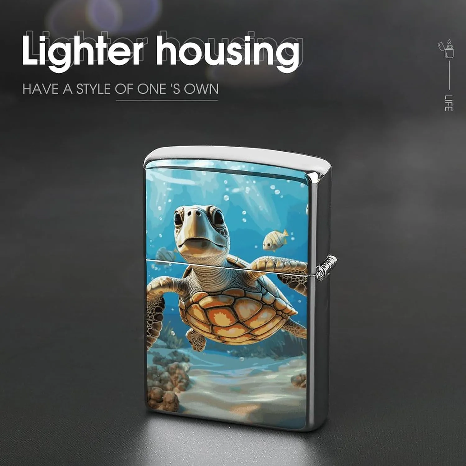 Cartoon Sea Turtle Lighter Case Waterproof Lighter Sleeve Lighters Protective Cover with Graffiti Design