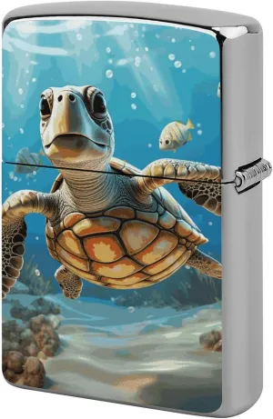 Cartoon Sea Turtle Lighter Case Waterproof Lighter Sleeve Lighters Protective Cover with Graffiti Design