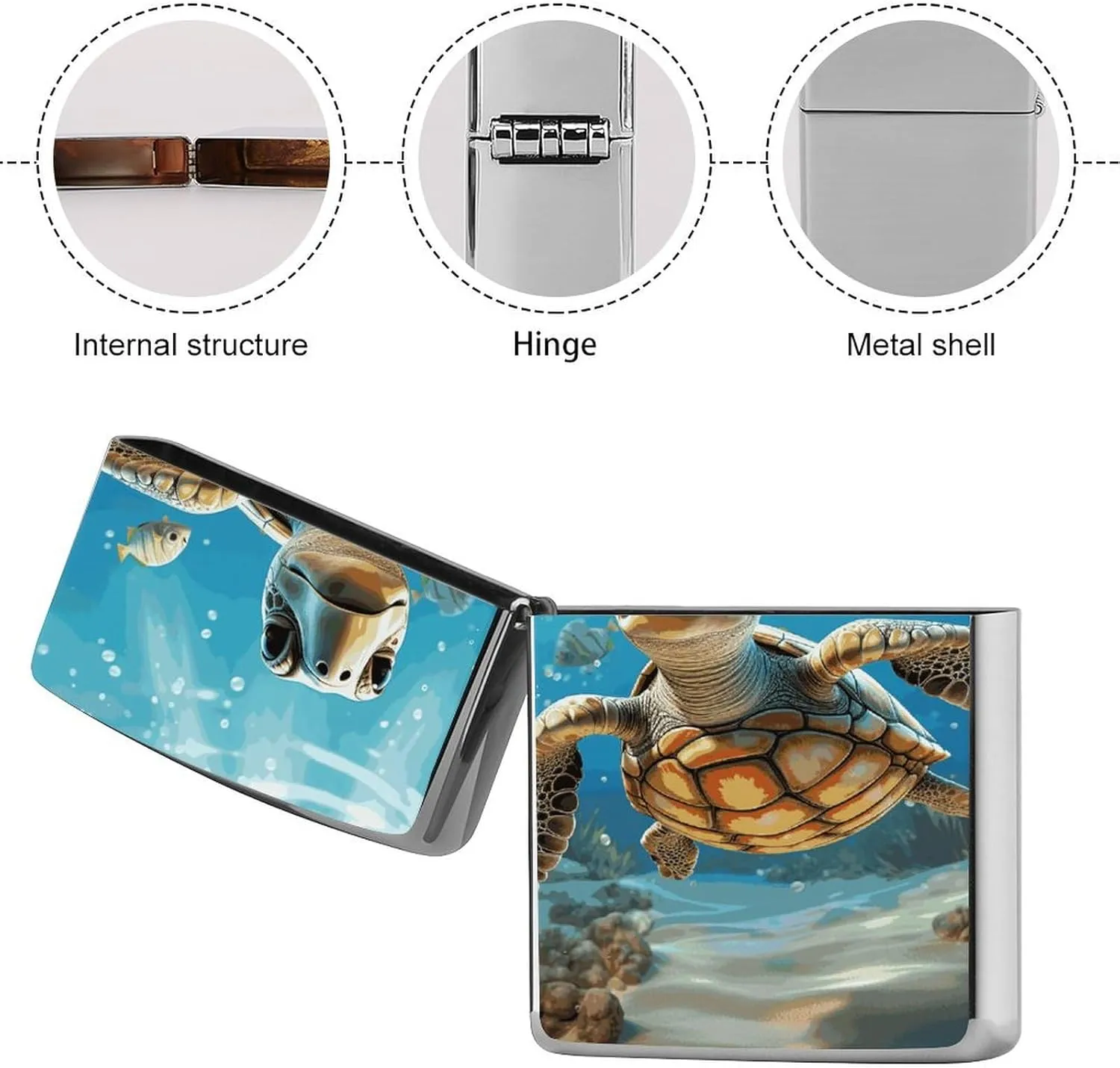 Cartoon Sea Turtle Lighter Case Waterproof Lighter Sleeve Lighters Protective Cover with Graffiti Design