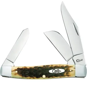 Case Knives Peach Seed Jig Amber Bone CS Large Stockman Folding Pocket Knife