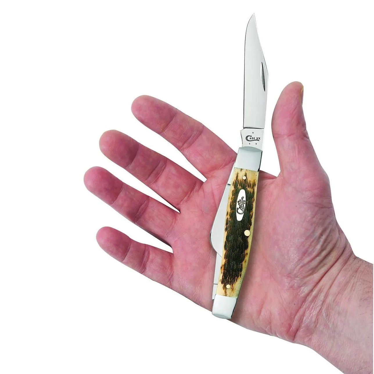 Case Knives Peach Seed Jig Amber Bone CS Large Stockman Folding Pocket Knife