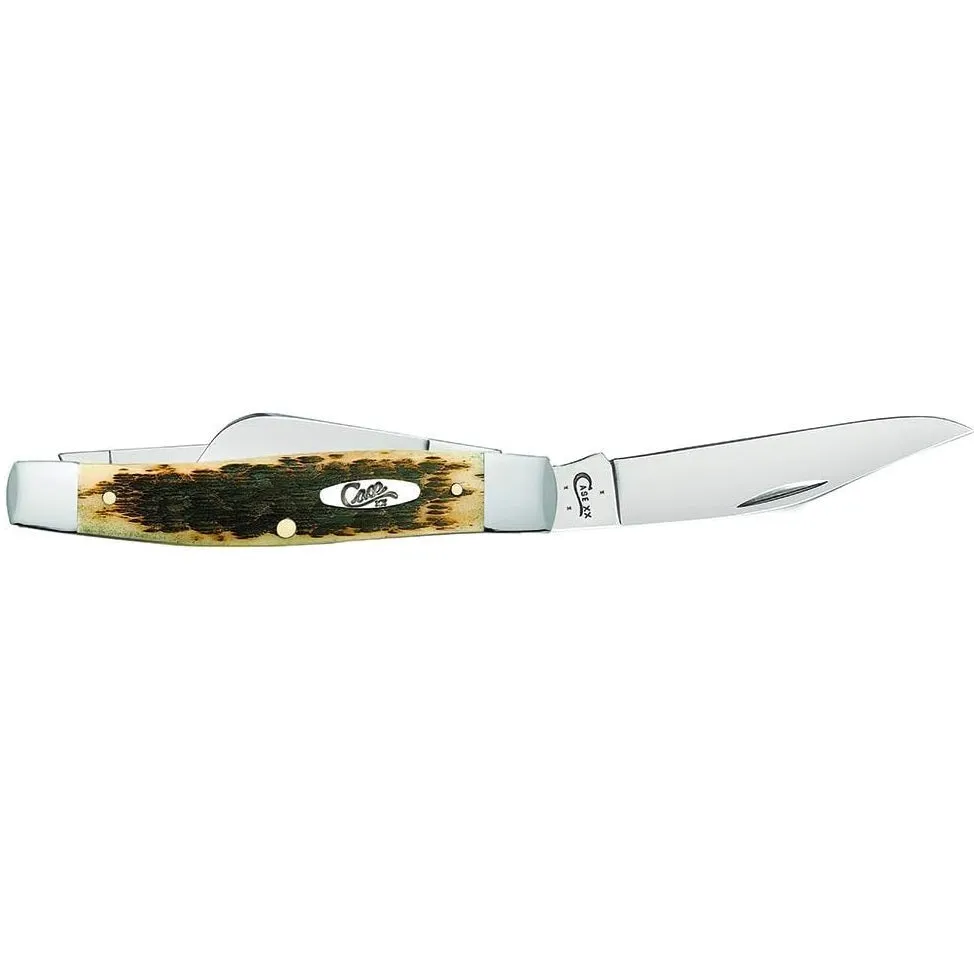 Case Knives Peach Seed Jig Amber Bone CS Large Stockman Folding Pocket Knife