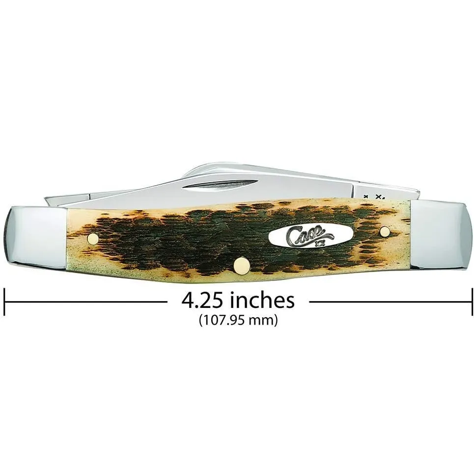Case Knives Peach Seed Jig Amber Bone CS Large Stockman Folding Pocket Knife