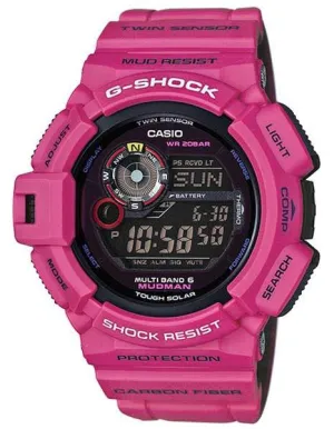 Casio Mens G-Shock Mudman - Pink - Solar - Atomic - Mud & Water Resistant