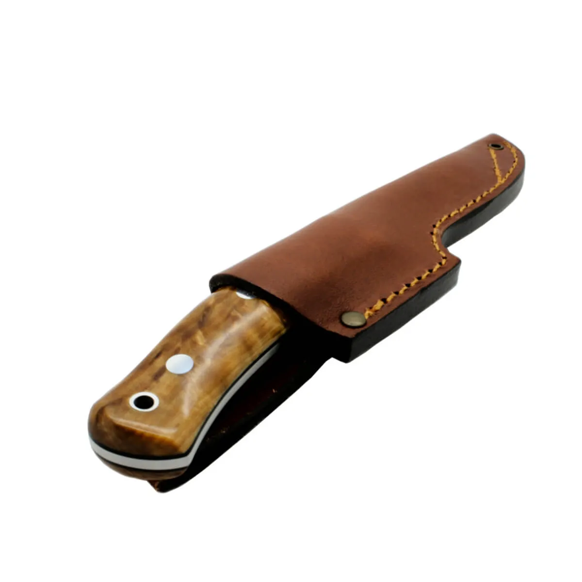 Casstrom No.10 Forest Knife - Stabilised Natural Curly Birch - Flat Grind