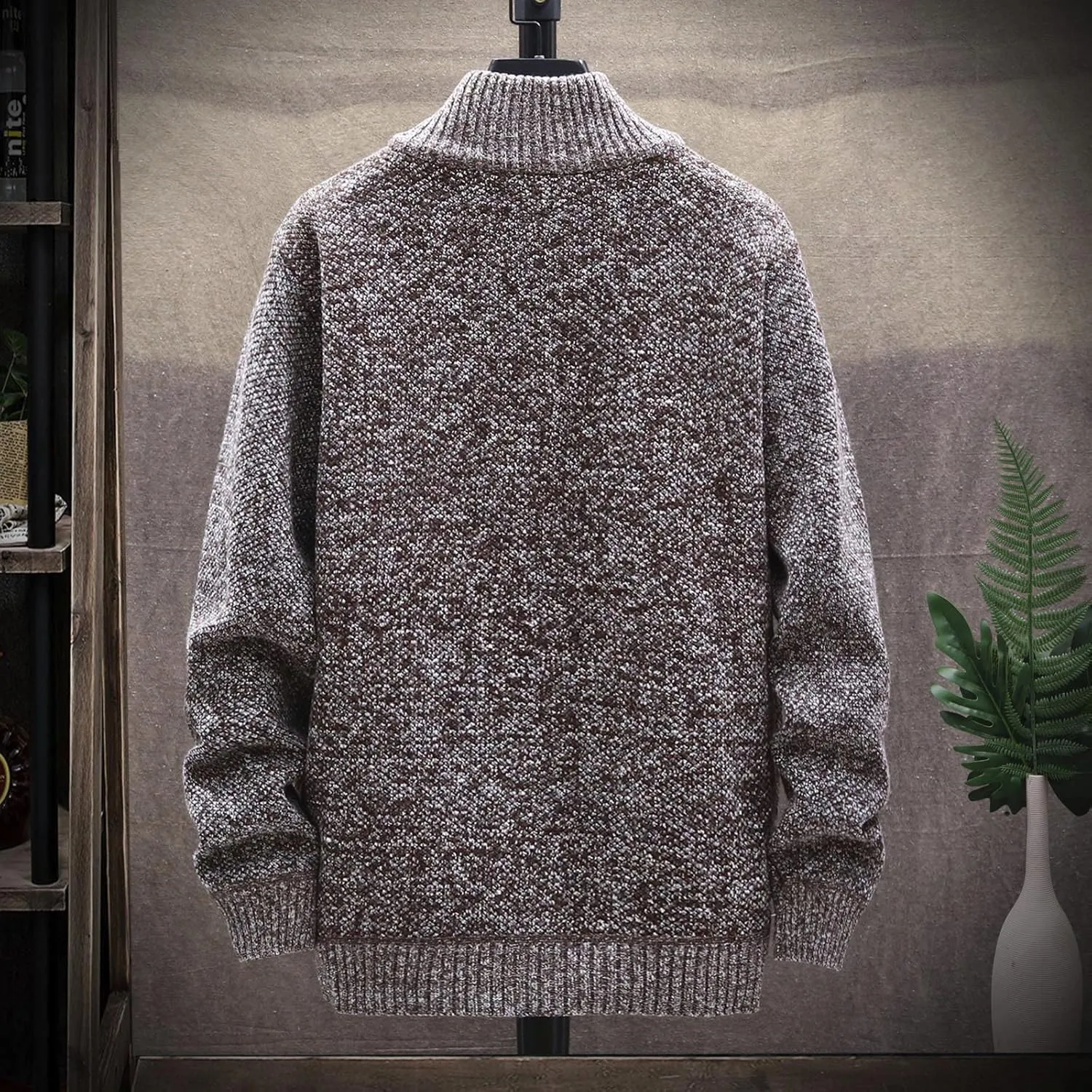Casual Sweaters Cardigan Knitted Long Sleeve Jacket Full Zip Fleece Winter Warm Coat Outdoor Work Dress, XL-4XL
