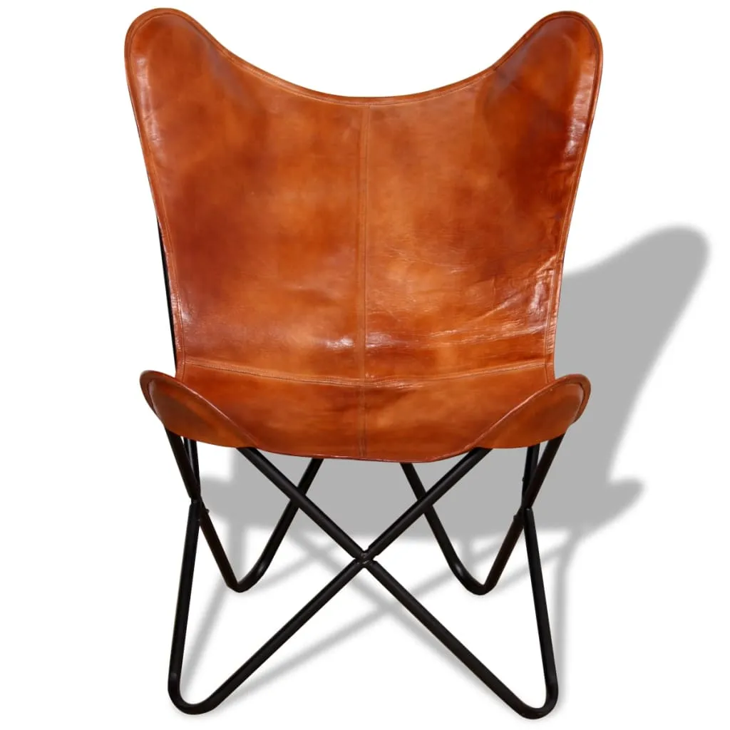 Chair Living Room Chair with Powder Coated Iron Frame Real Leather
