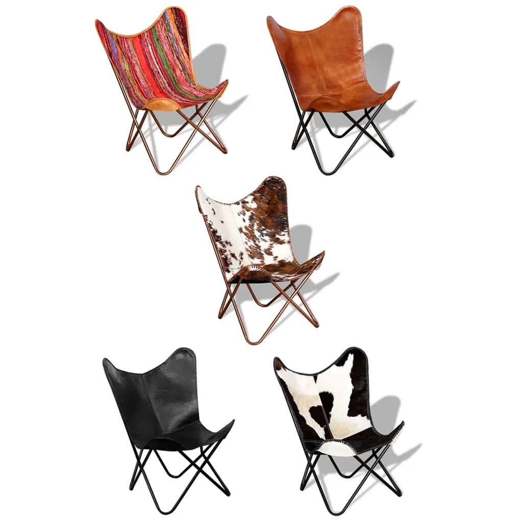 Chair Living Room Chair with Powder Coated Iron Frame Real Leather