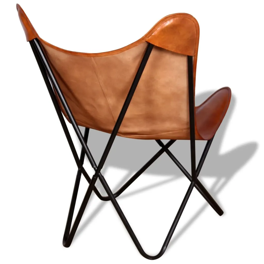 Chair Living Room Chair with Powder Coated Iron Frame Real Leather