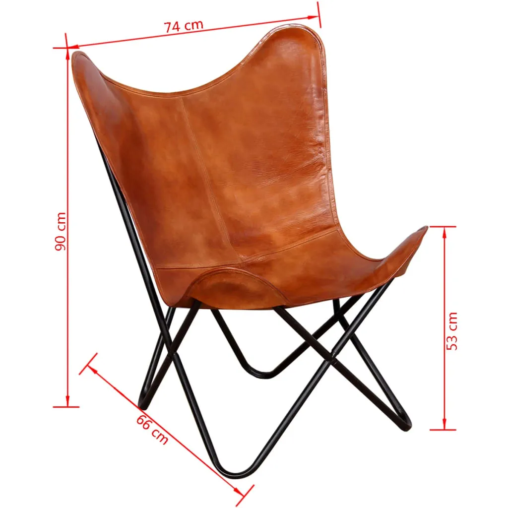 Chair Living Room Chair with Powder Coated Iron Frame Real Leather