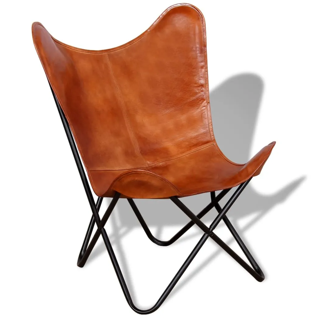 Chair Living Room Chair with Powder Coated Iron Frame Real Leather