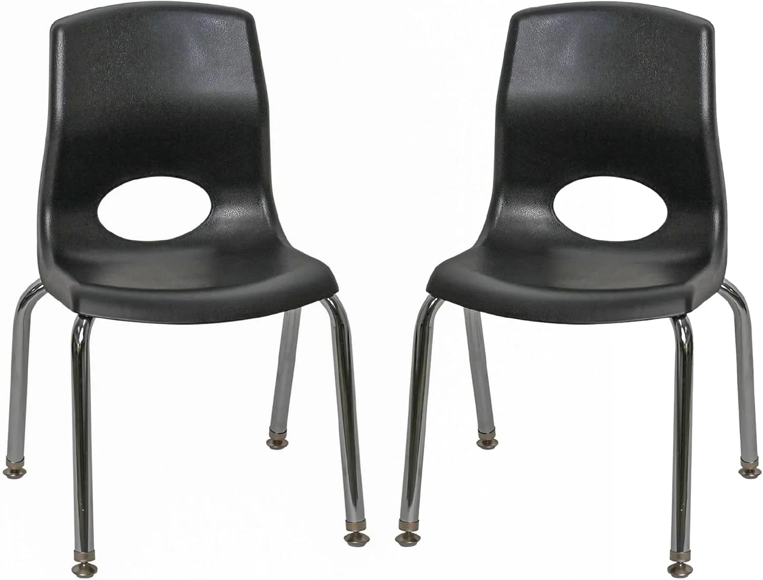 Children’s Factory MyPosture Plus 12" Chair, Black with Chrome Legs, 2 Pack, Stackable Ergonomic Seating Solution for Classrooms and Homeschools