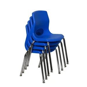 Children’s Factory MyPosture Plus 14" H Chairs, Set-4 Blue with Chrome Legs, AB8014PBC4, Kids Preschool, Daycare or Classroom Flexible Seating, Toddler Desk Chair