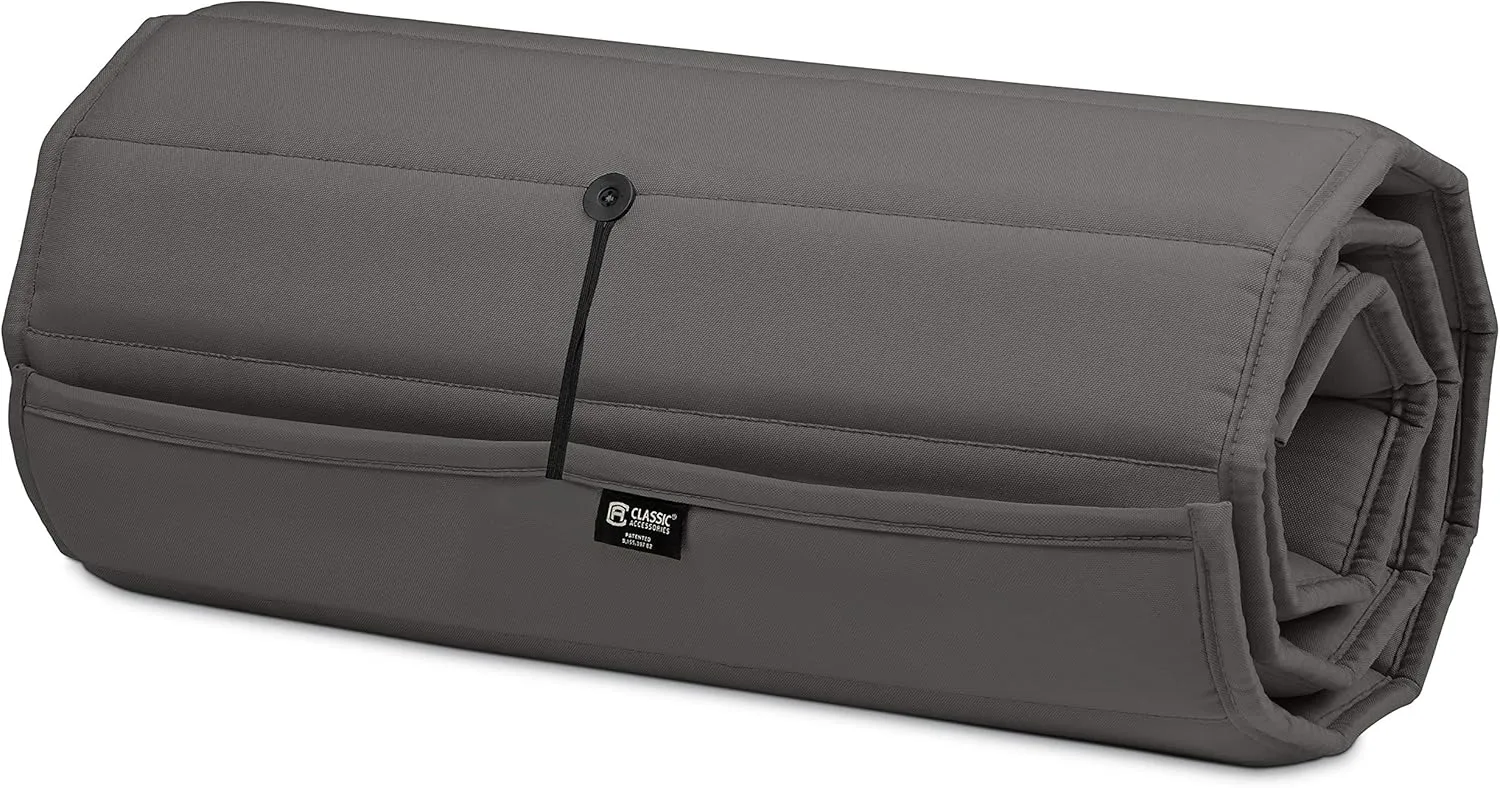 Classic Accessories Storigami Water-Resistant 80 x 26 Inch Chaise Lounge Cushion, Light Charcoal (Chair not included), Patio Cushion