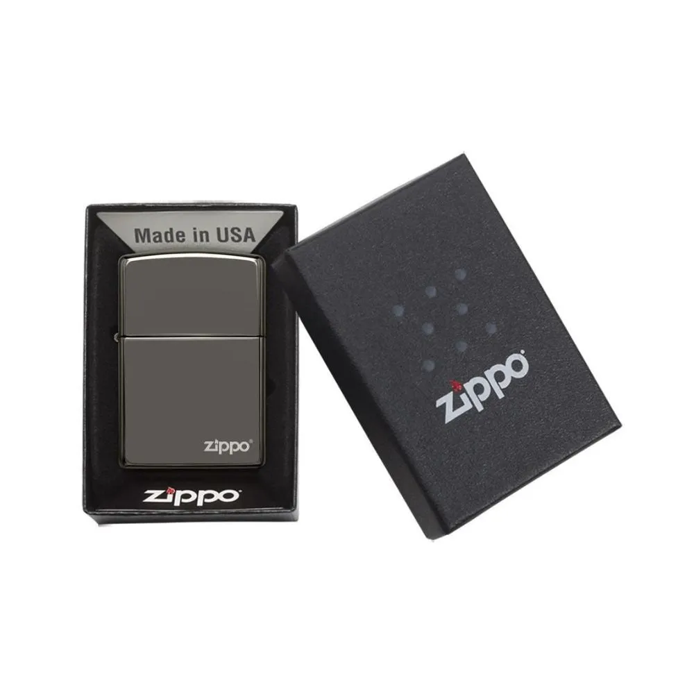 Classic Black Ice Zippo Logo Lighter