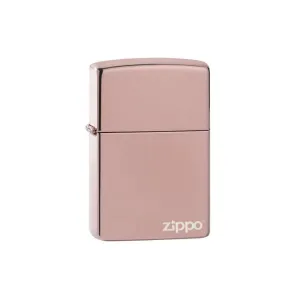 Classic High Polish Rose Gold Zippo Logo Lighter