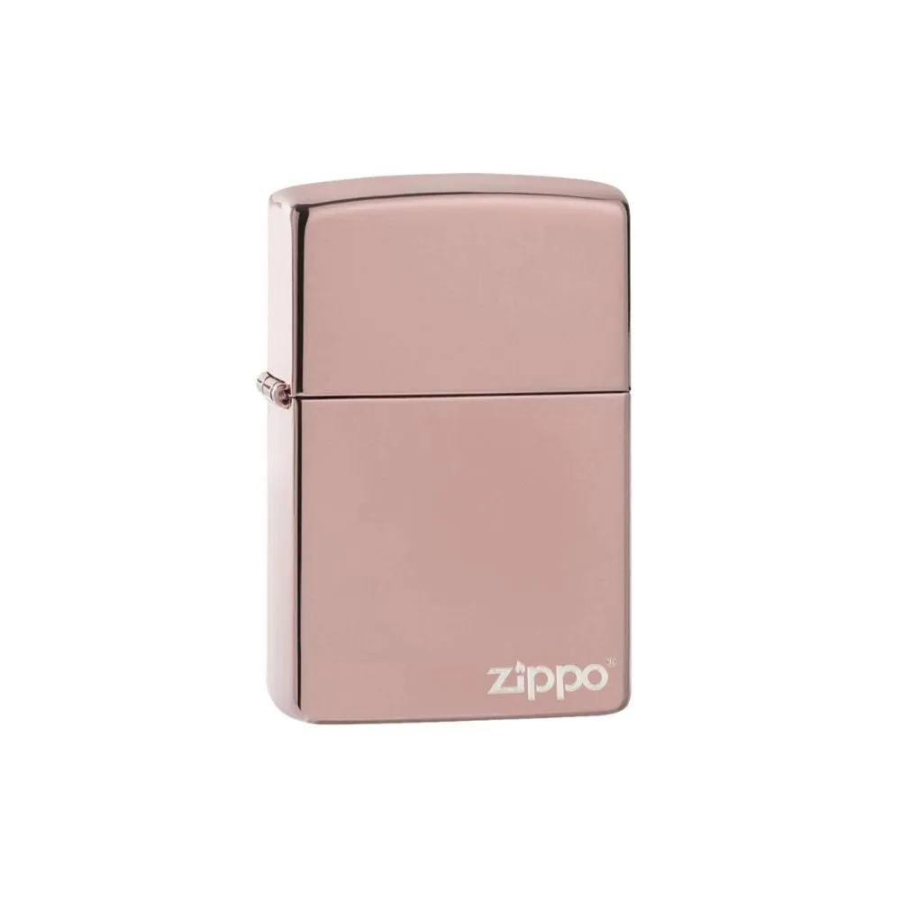 Classic High Polish Rose Gold Zippo Logo Lighter