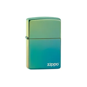 Classic High Polish Teal Zippo Logo Lighter