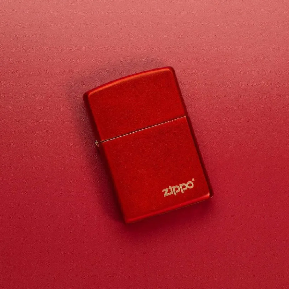 Classic Metallic Red Zippo Logo Lighter