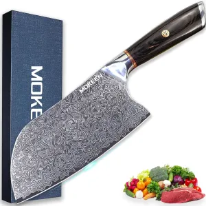 Cleaver Knife 7 Inch, 67 Layers VG10 Damascus Steel Kitchen Knife, Ultra Sharp Meat Cleaver, Professional Chef Knife with Unique Wood Handle, Full Tang, Gift Box