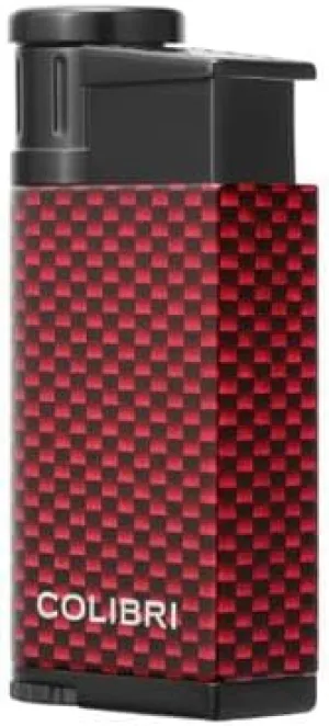 Colibri EVO Angled Single Jet Flame Butane Lighter, Windproof & Refillable, User-Friendly with Carbon Fiber Grip, Blue Fuel Window and Adjustable Flame - Sleek Design (Red Carbon Fiber)
