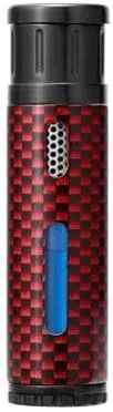 Colibri EVO Angled Single Jet Flame Butane Lighter, Windproof & Refillable, User-Friendly with Carbon Fiber Grip, Blue Fuel Window and Adjustable Flame - Sleek Design (Red Carbon Fiber)