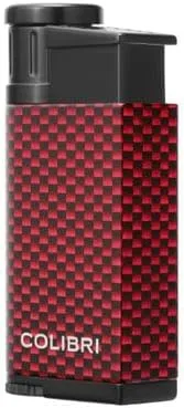 Colibri EVO Angled Single Jet Flame Butane Lighter, Windproof & Refillable, User-Friendly with Carbon Fiber Grip, Blue Fuel Window and Adjustable Flame - Sleek Design (Red Carbon Fiber)