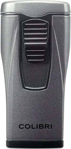 Colibri Monaco Triple Jet Flame Lighter - Windproof & Refillable, Cigar Enthusiast's Choice with Blue Fuel Window and Adjustable Flame (Metallic Charcoal)