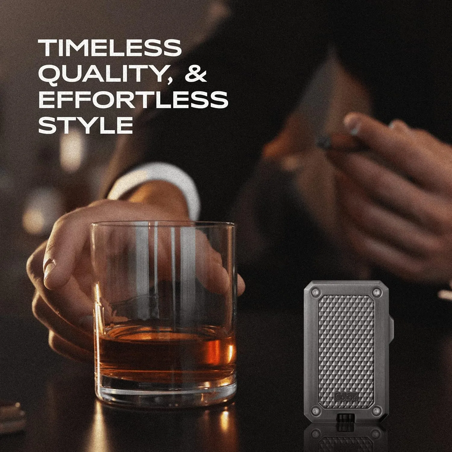 Colibri Rally Single Jet Flame Butane Lighter, Windproof & Refillable, Cigar Enthusiast's Choice with Blue Fuel Window and Adjustable Flame (Gunmetal)